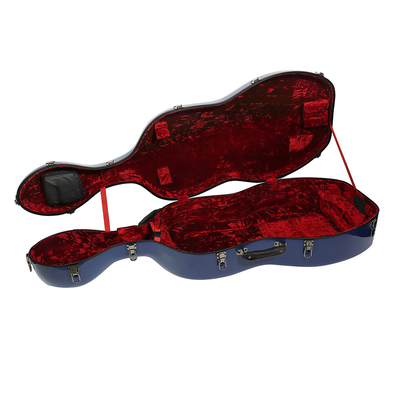 Blue Color Durable Fiberglass Cello Hard Case With Wheels Lightweight