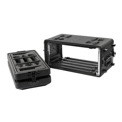 Mudah Dibawa 4U 4 Ruang Dangkal Rack Case Hitam PE 10 &quot;Kedalaman Tahan Air