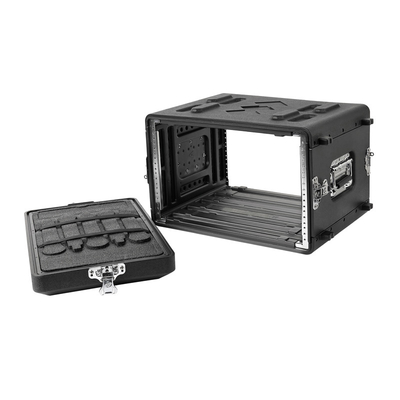 Black 6U Flight Rack Mount Road Case PE 15&quot; Depth  For Audio Amplifer
