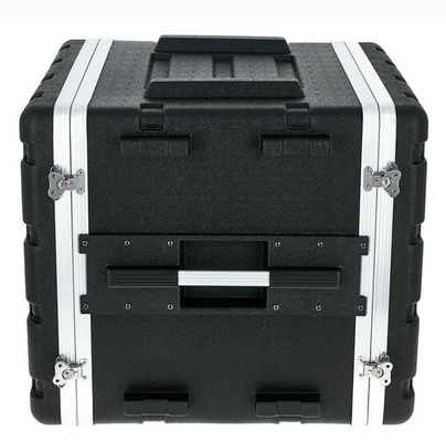 4 Twist Locks Black Rack Mount Case 17&quot; Depth ABS 10u Rolling Rack Case