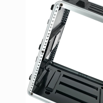 4 Twist Locks Black Rack Mount Case 17&quot; Depth ABS 10u Rolling Rack Case