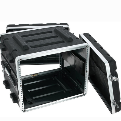 Durable ABS 8U 19 Inch Rack Case / Pa Dj Flight Case 4X Heavy Duty Twist Latches