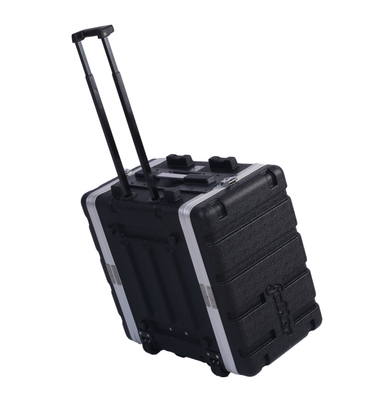 ABS 19 Inch 6u Rack Case With Wheels 4 Twist Latches Black Color