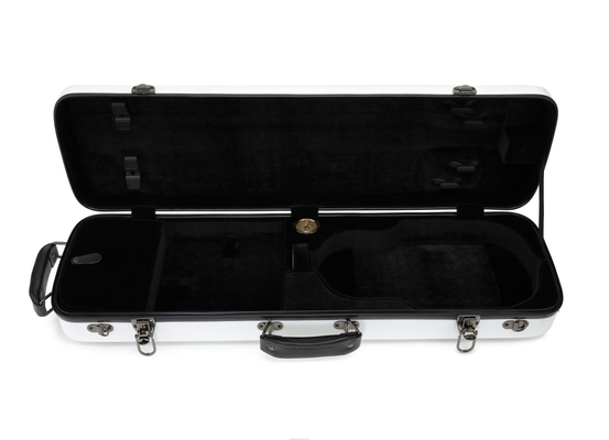 Full Size 4/4 Fiberglass Exterior White Violin Case 2 Triple Chrome Plated Latches