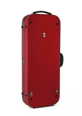Durable Fiberglass Double Violin Case In Red With Wheels